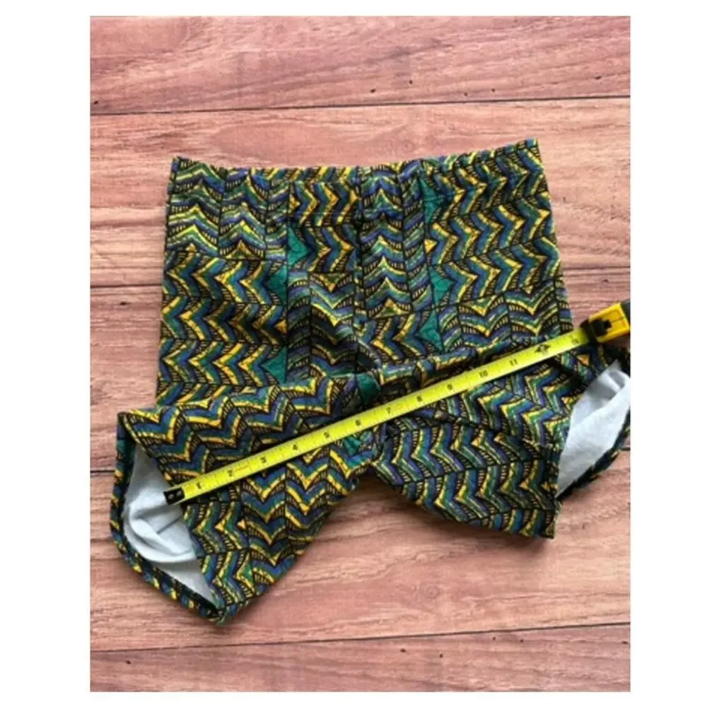 Vintage 80s 90s Dance Basics Teal Geometric Bike Shorts High Waist Cotton M